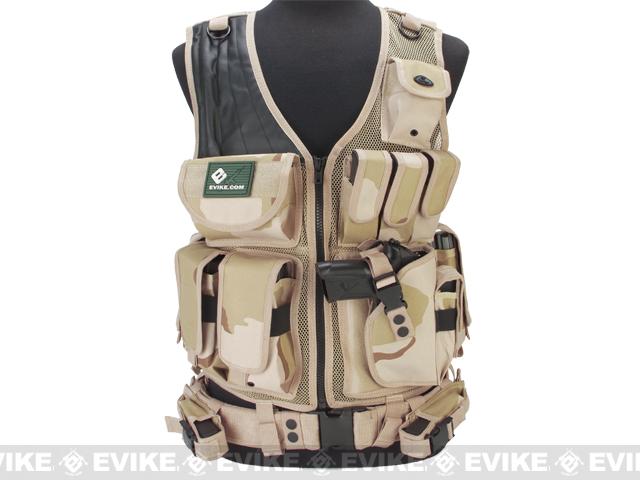 Matrix Special Force Cross Draw Tactical Vest w/ Built In Holster & Mag Pouches (Color: Desert)