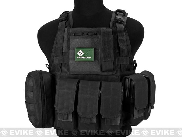 Matrix Medium Assault Plate Carrier Vest w/ Cummerbund & Pouches (Color: Black)