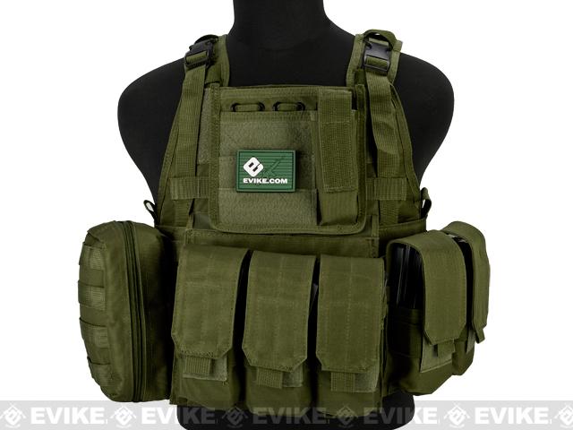 Matrix Medium Assault Plate Carrier Vest w/ Cummerbund & Pouches (Color: OD Green)