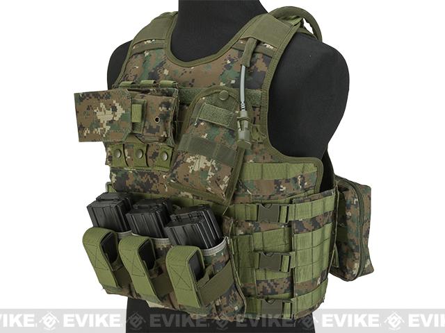 Matrix MEA Tactical Vest with M4 Magazine Pouches and Hydration Bladder (Color: Digital Woodland)