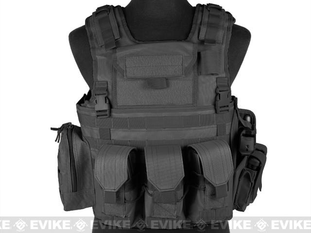 Matrix Variable Front Plate Vest w/ Integrated Pistol Holster (Color: Black)