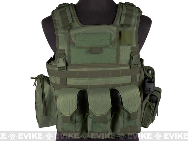 Matrix Variable Front Plate Vest w/ Integrated Pistol Holster (Color: OD Green)