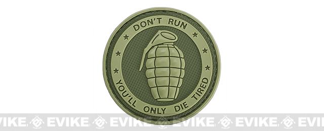 Matrix Don't Run, You'll Only Die Tired PVC IFF Hook and Loop Patch (Color: OD Green)
