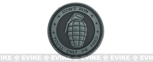 Matrix Don't Run, You'll Only Die Tired PVC IFF Hook and Loop Patch (Color: Grey)