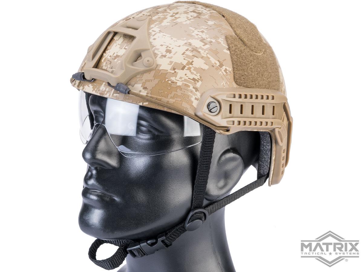 Matrix Basic High Cut Ballistic Type Tactical Airsoft Bump Helmet w/ Flip-down Visor (Color: Digital Desert)