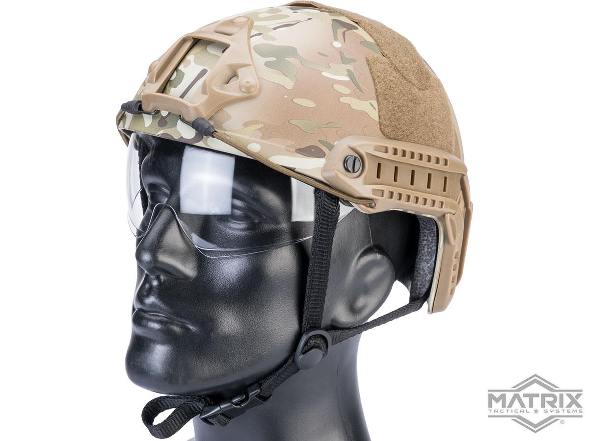 Matrix Basic High Cut Ballistic Type Tactical Airsoft Bump Helmet w/ Flip-down Visor (Color: Camo)