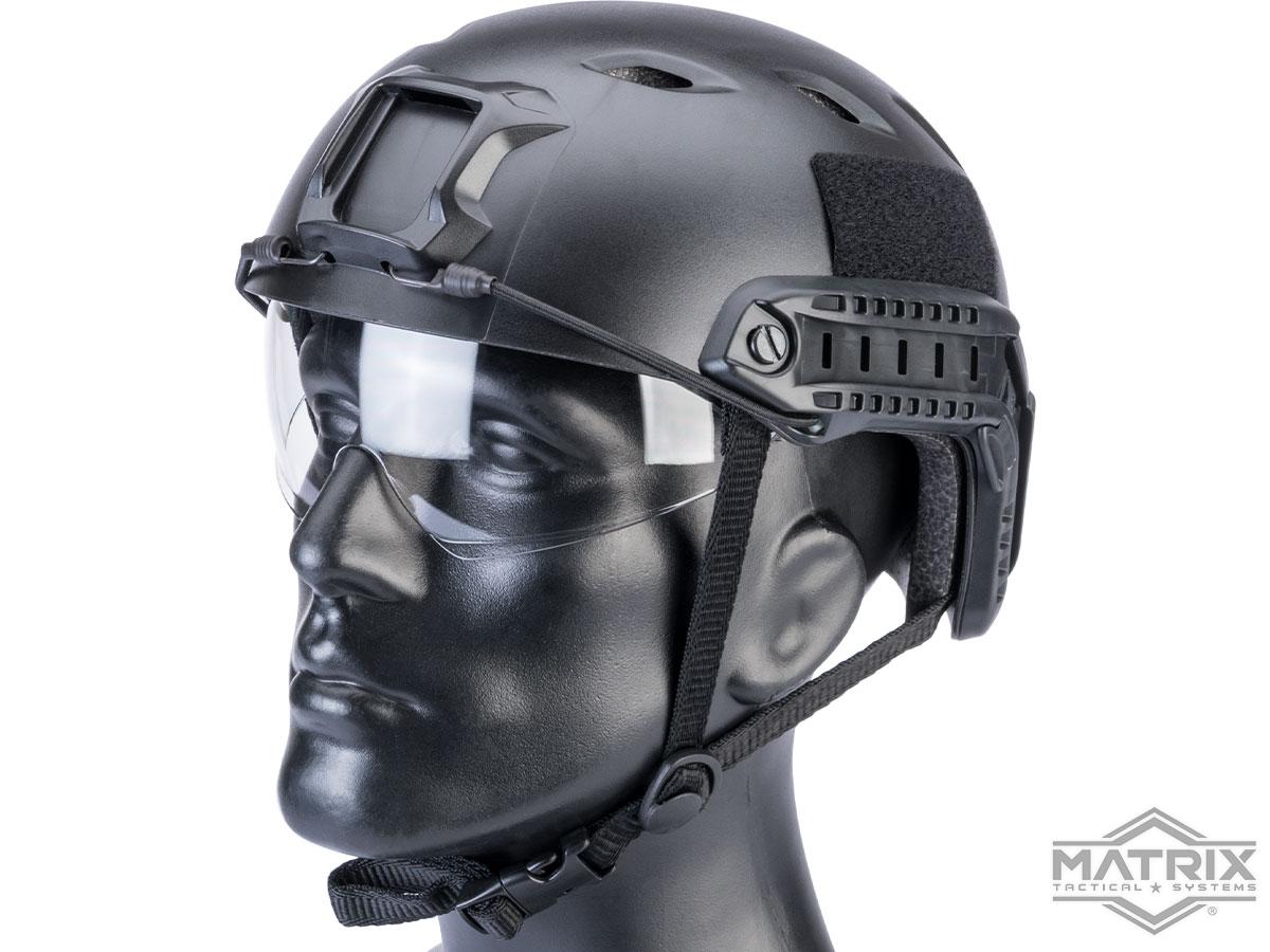 Matrix Basic Base Jump Type Tactical Airsoft Bump Helmet w/ Flip-down Visor (Color: Black)