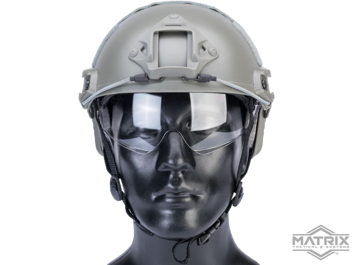 Matrix Basic High Cut Ballistic Type Tactical Airsoft Bump Helmet w/ Flipdown Visor (Color