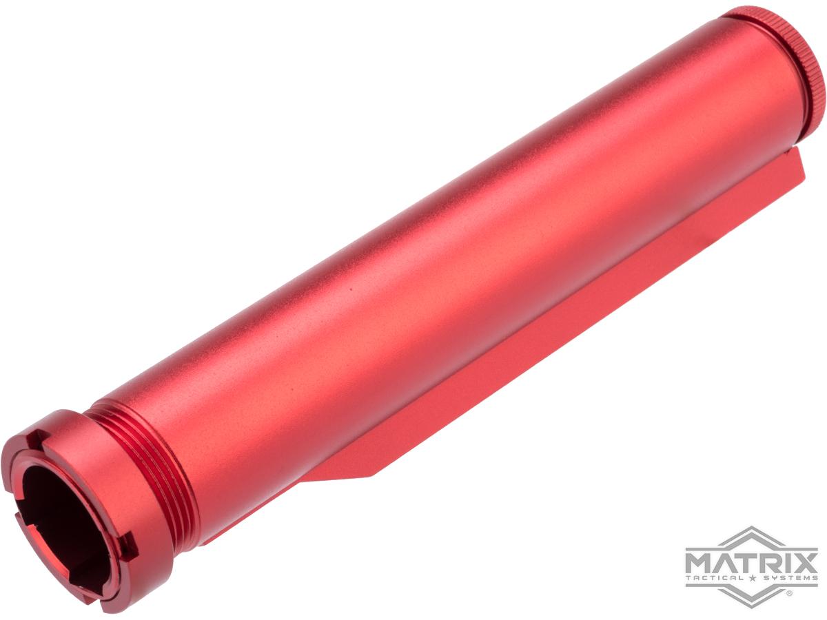 Matrix CNC Aluminum 6 Position Adjustable Buffer Tube for AEG Rifles (Color: Red)