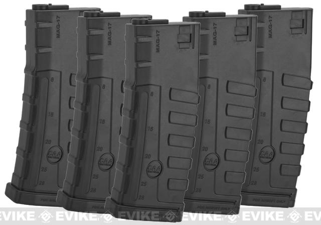 Command Arms CAA Licensed Magazine for M4 M16 AEG by King Arms (Type: 140rd Mid-Cap / Black / 5 Pack)