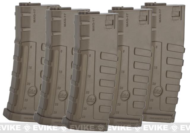 Command Arms CAA Licensed Magazine for M4 M16 AEG by King Arms (Type: 140rd Mid-Cap / Dark Earth / 5 Pack)