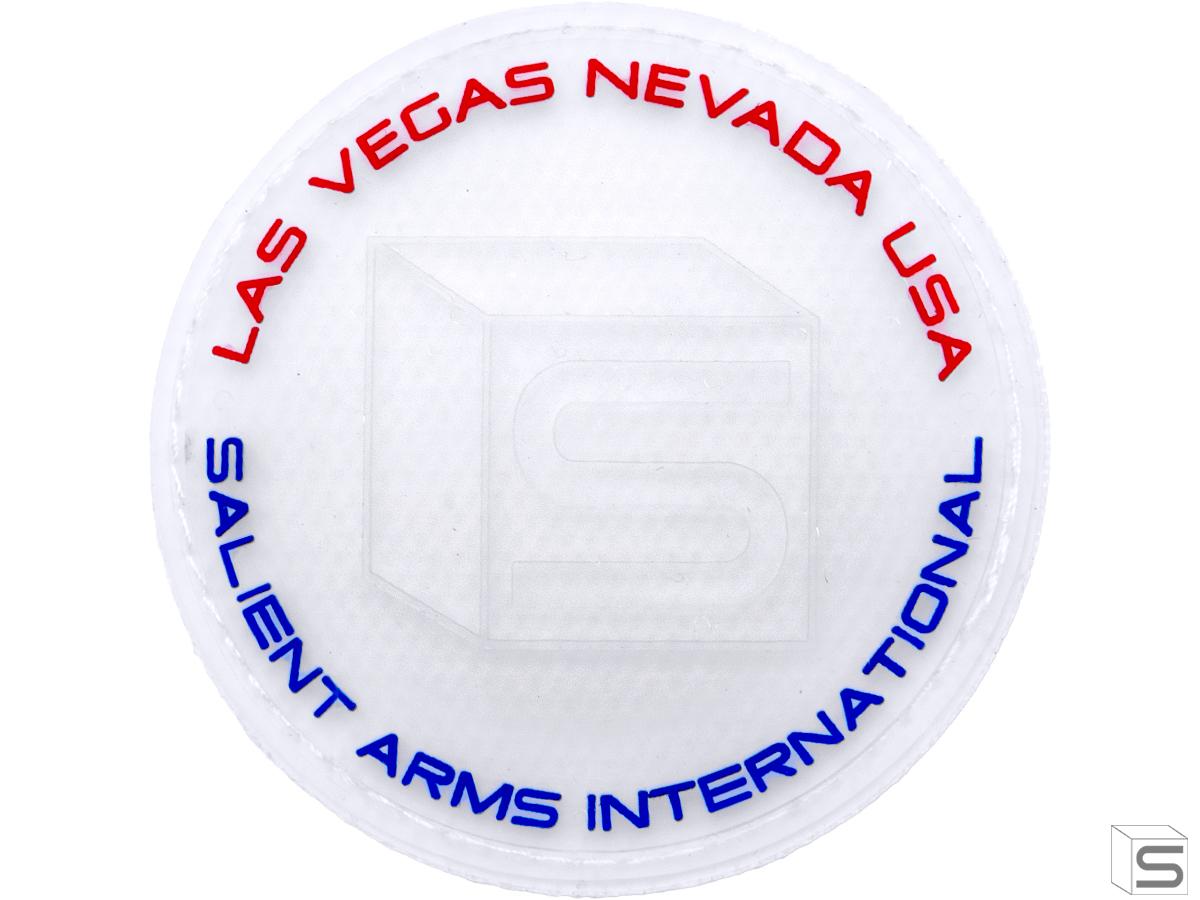 Salient Arms International Logo PVC Hook and Loop Morale Patch (Color: Clear / Blue & Red)