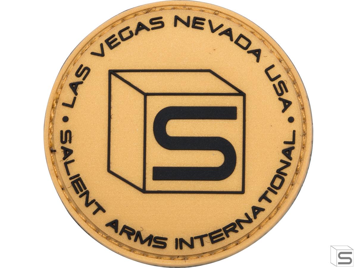 Salient Arms International Logo PVC Hook and Loop Morale Patch (Color: Gold / Black)