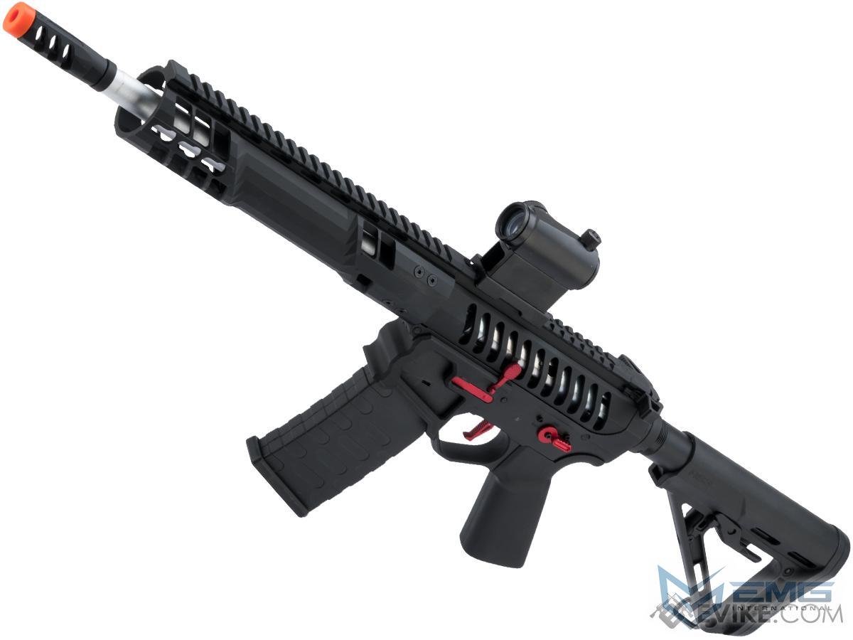 EMG F-1 Firearms SBR Airsoft AEG Training Rifle w/ eSE Electronic Trigger (Model: Black - Red / RS-3 350 FPS / Gun Only)