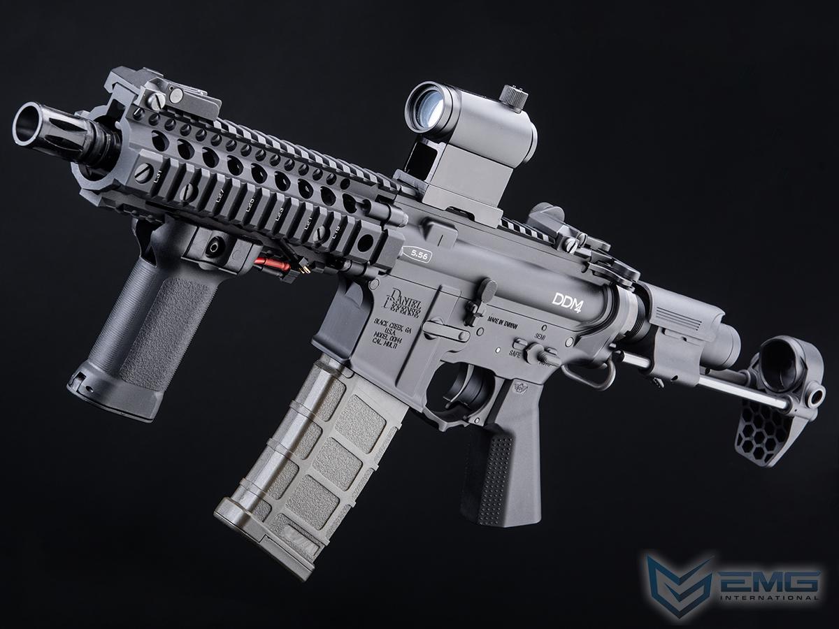 EMG Daniel Defense Licensed DDM4 Dagger RISII-7 B.R.S.S. Airsoft AEG Rifle (Model: Lite-S / Black / Add Burning Hog Muzzle Device)