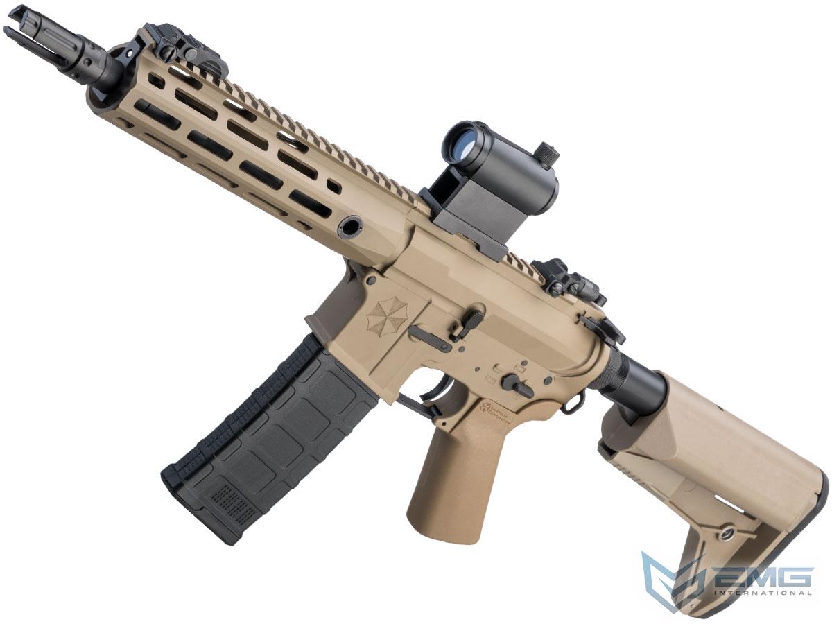 EMG Umbrella Corporation Weapons Research Group Licensed M4 M-LOK Airsoft AEG Rifle (Color: Tan / PDW / 350 FPS)