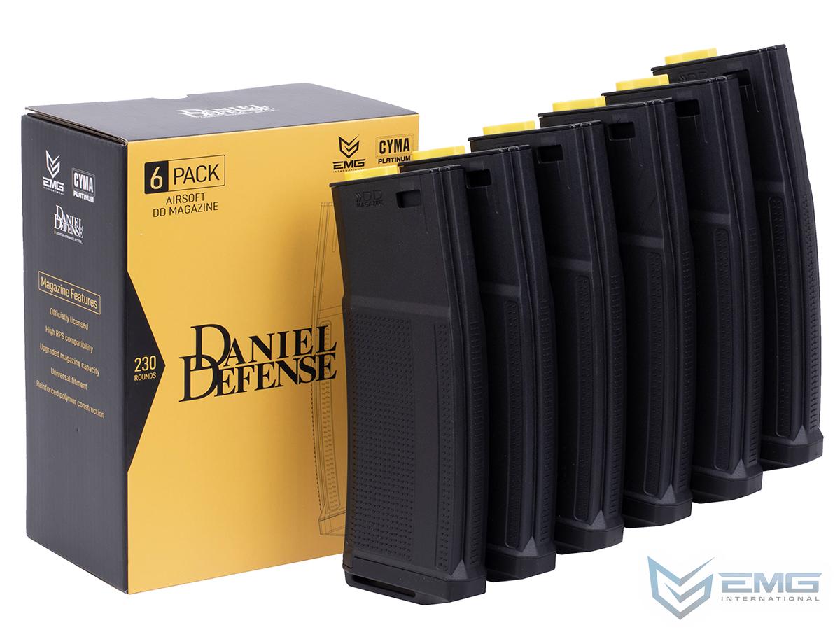 EMG Daniel Defense Licensed 230 Round Mid-Cap Polymer Magazine for M4/M16 Series Airsoft AEG Rifles (Model: 6 Pack)