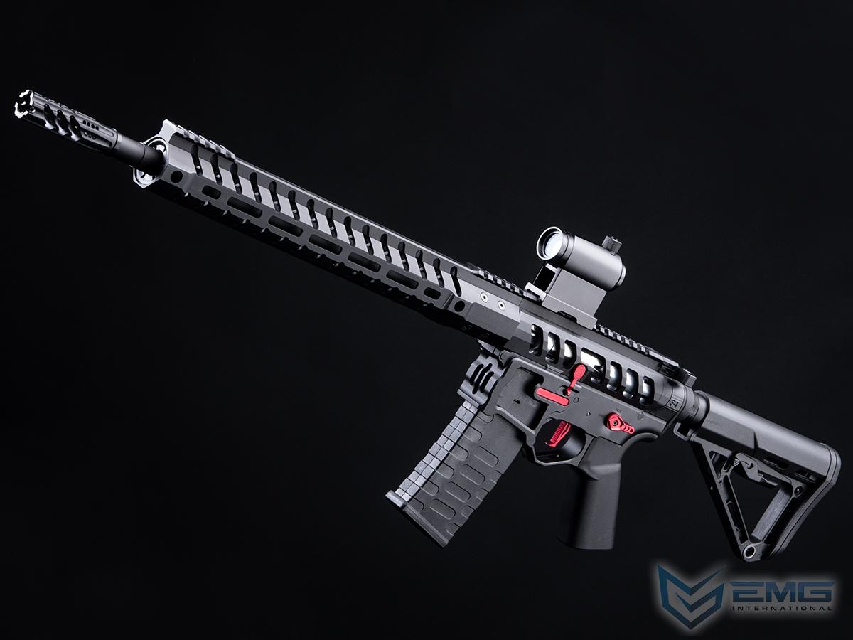 EMG F-1 Firearms UDR-15 AR15 2.0 eSilverEdge Full Metal Airsoft AEG Training Rifle (Model: Black & Red / RS3 Stock 400 FPS)