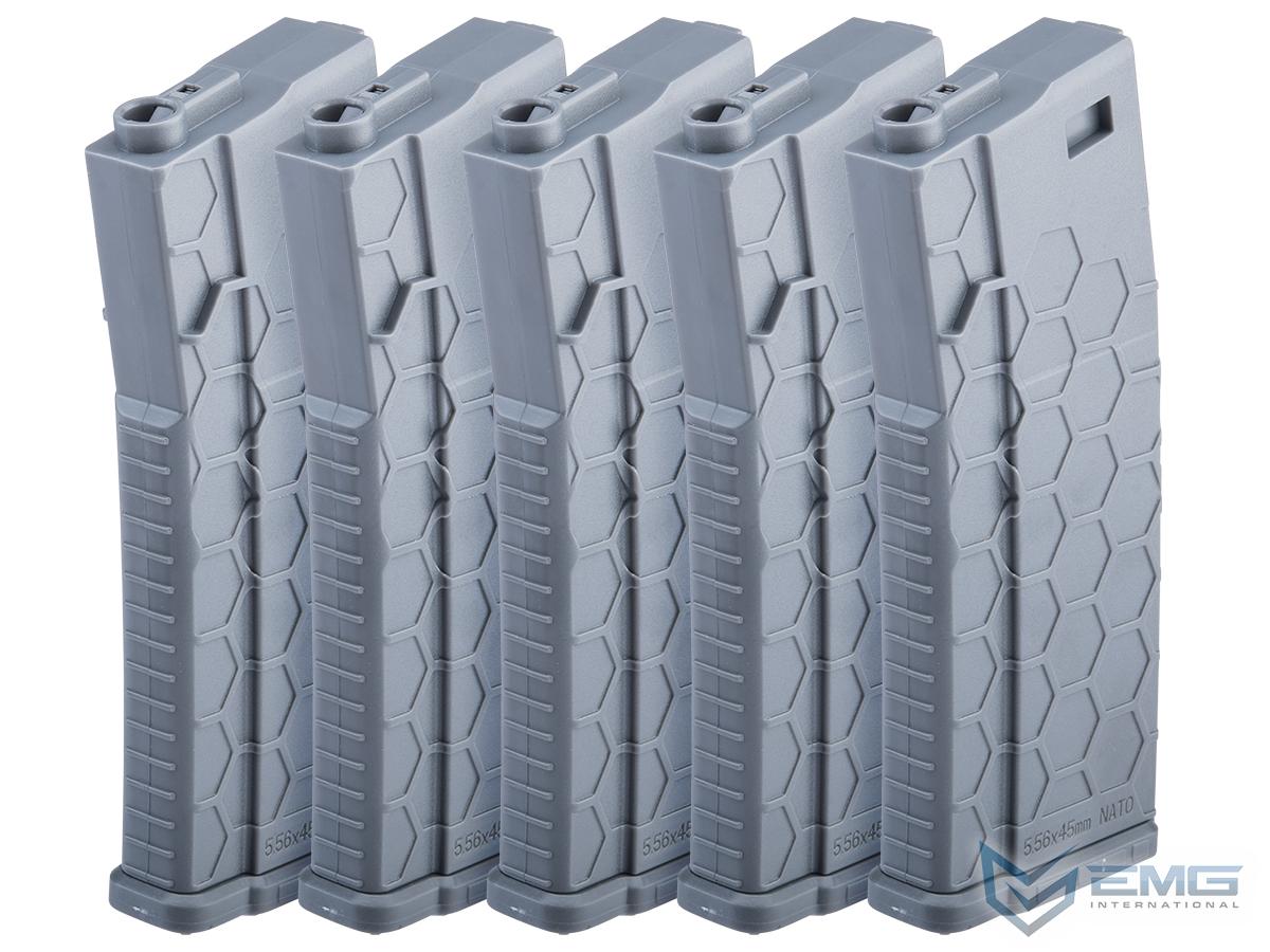 EMG Helios Hexmag ECO Airsoft 120rds ABS Mid-Cap Magazine for M4 / M16 Series Airsoft AEG Rifles (Color: Grey / 5-Pack)
