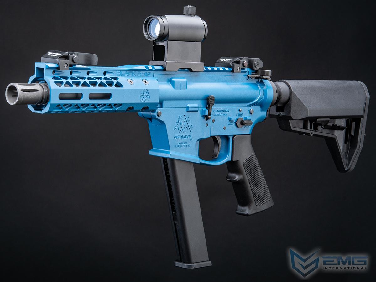 EMG Black Rain Ordnance BRO 9mm Gas Blowback Airsoft Rifle (Model: SBR / Blue / Gun Only)