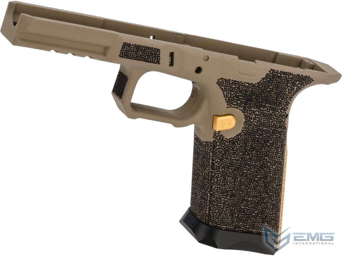 EMG SAI Cerakoted Frame with Laser Stippling for SAI BLU Gas Blowback Airsoft Pistol with SAI Licensed CNC Magwell (Color: Tan)