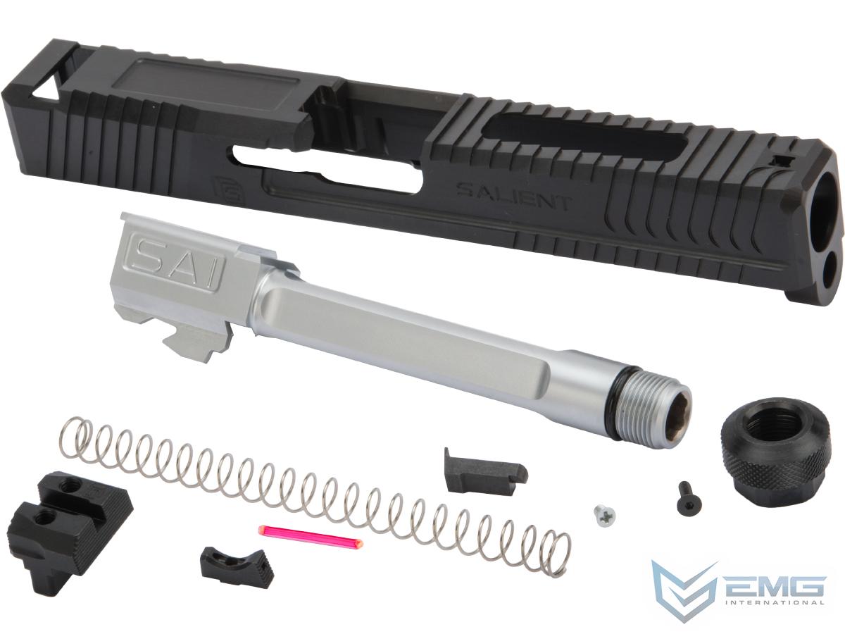 EMG / Salient Arms International Slide Kits for BLU Gas Blowback Training Pistols by G&P (Model: Steel BLU Standard / Silver Barrel)