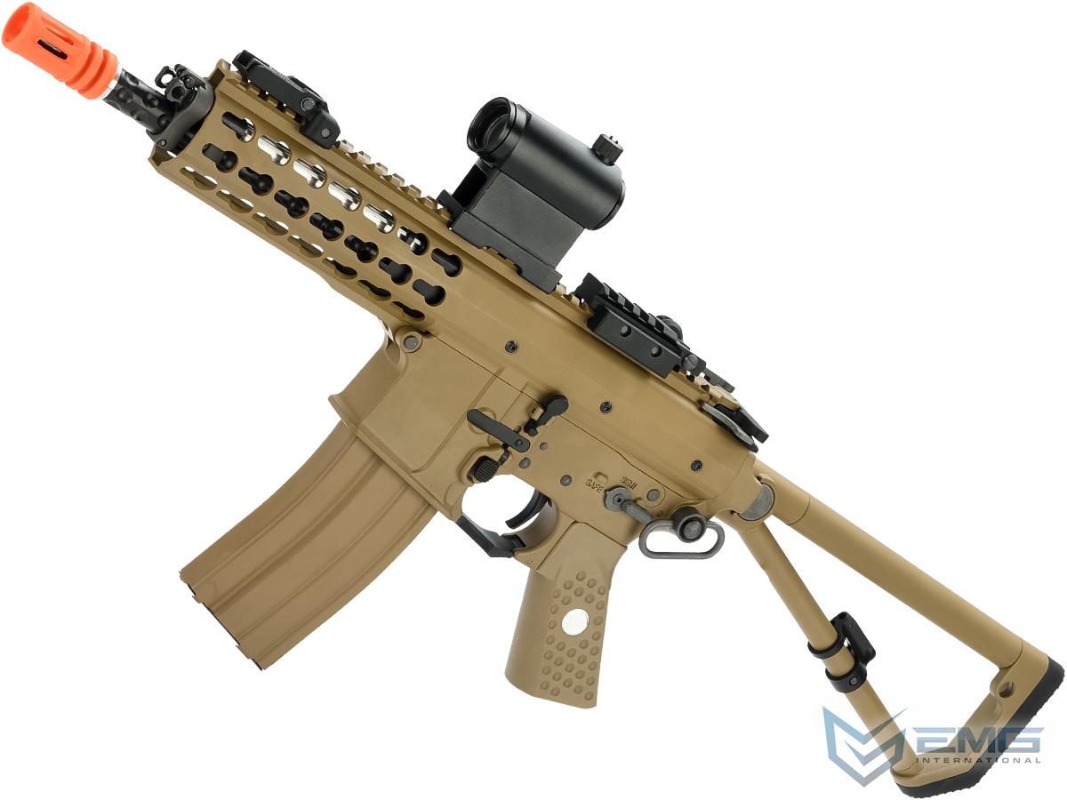 EMG Knights Armament Airsoft PDW Compact M2 Gas Blowback Airsoft Rifle (Model: Tan with CO2 Magazine)