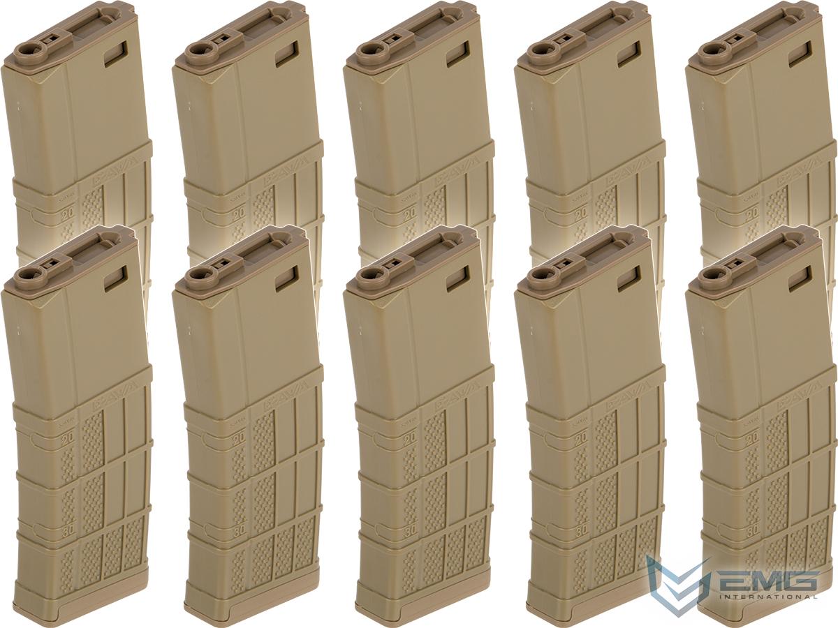 EMG 340rd Lancer Systems Licensed L5 AWM Hi-Cap Airsoft Magazine (Color: Flat Dark Earth / 10 Pack)