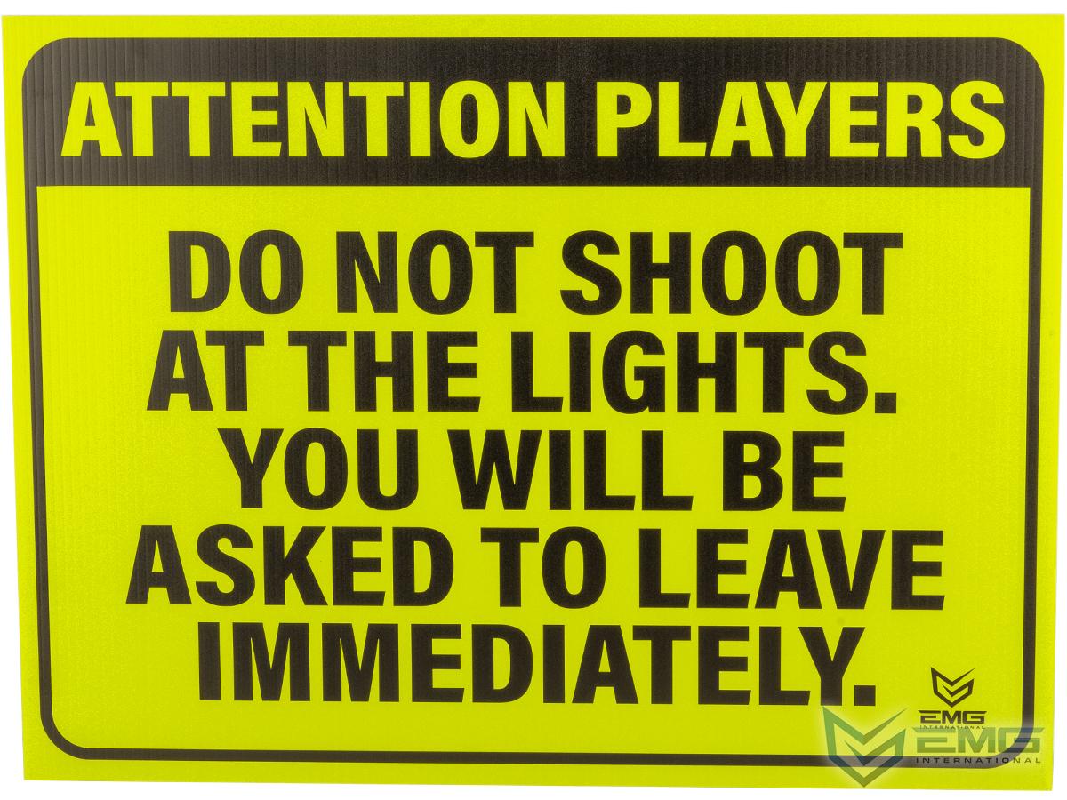Airsoft 18 x 24 Neon Plastic Field Sign by EMG (Type: Attention Players)