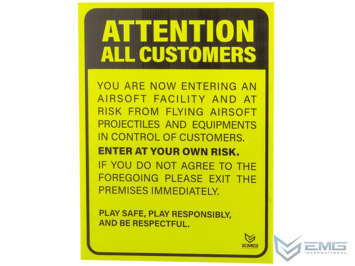 Airsoft 18 x 24 Neon Plastic Field Sign by EMG (Type: Attention Customers)