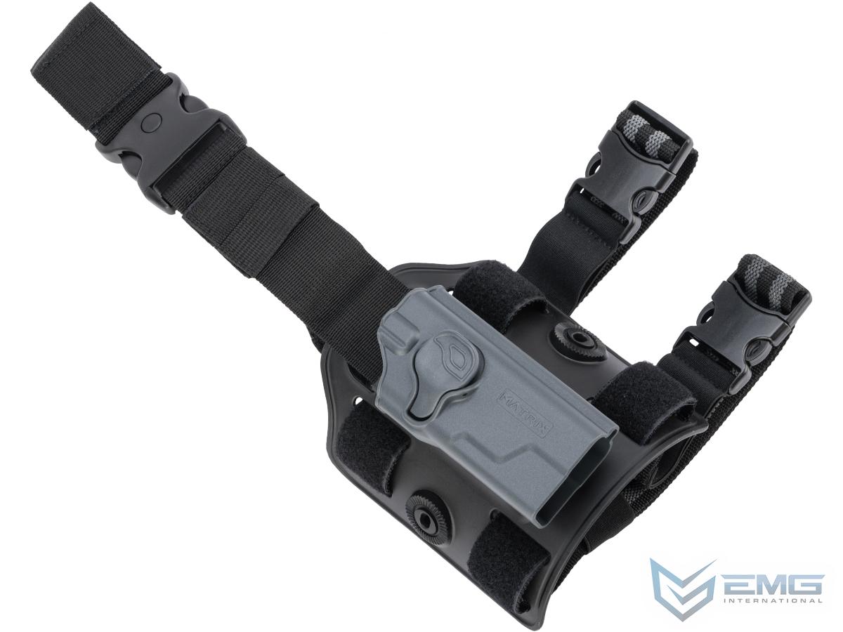 EMG Matrix Hardshell Adjustable Holster for Hudson H9 Series Pistols (Color: Grey / Drop Leg Attachment)