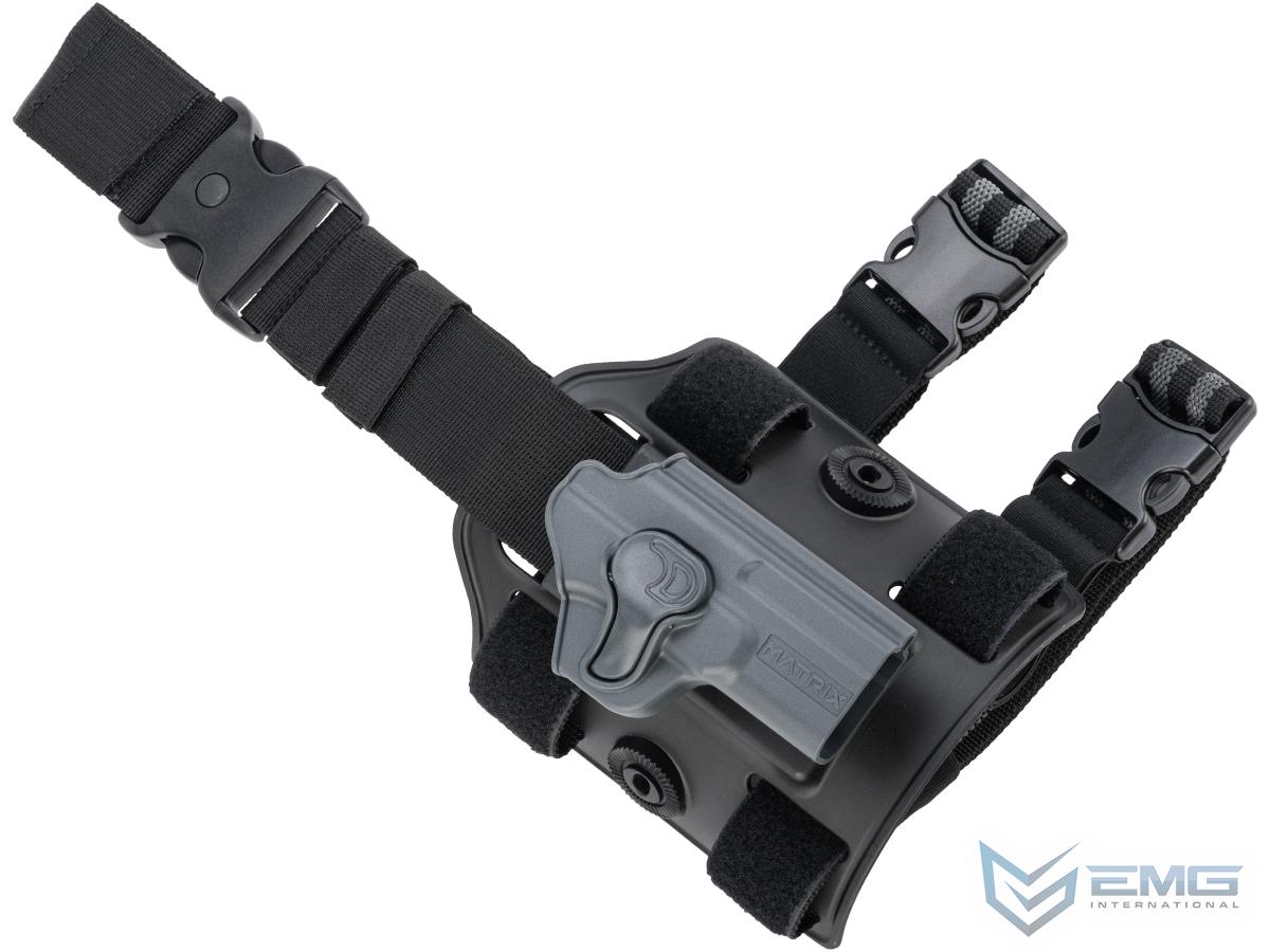 EMG Matrix Hardshell Adjustable Holster for SAI BLU Series Pistols (Color: Grey / Drop Leg Attachment)