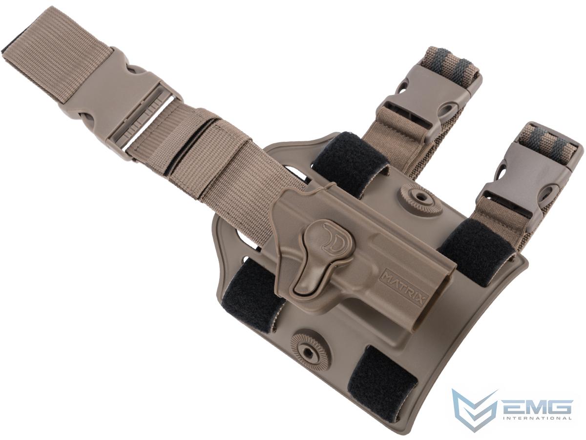 EMG Matrix Hardshell Adjustable Holster for SAI BLU Series Pistols (Color: Flat Dark Earth / Drop Leg Attachment)