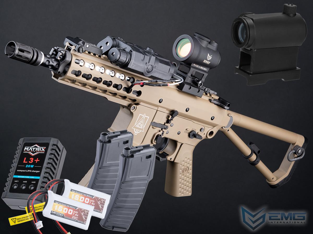 EMG Helios Knights Armament Company PDW M2 Sportsline G2 AEG (Color: Tan / Metal Receiver / Go Airsoft Package)