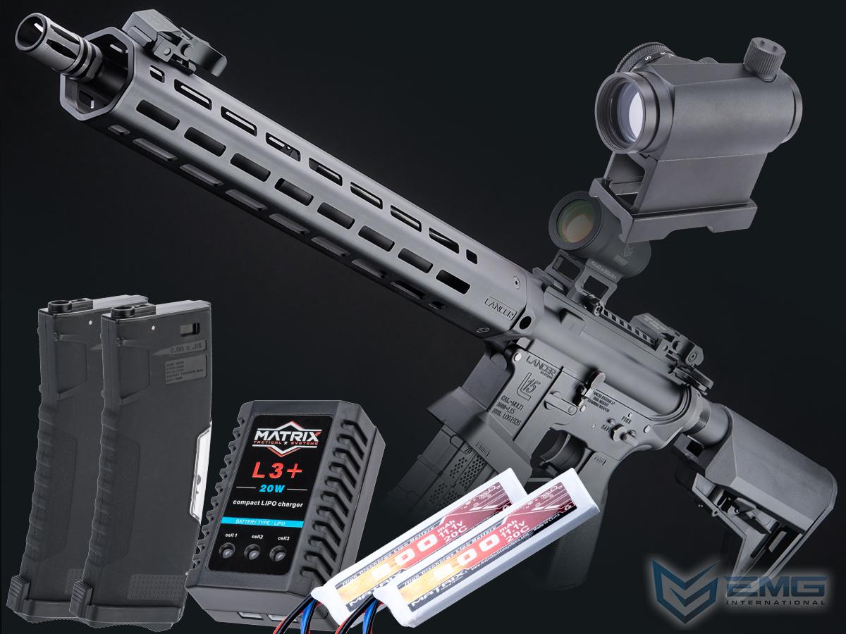 EMG Lancer Systems Licensed L15 Defense Airsoft AEG Rifle (Model: Black Handguard / 15 / Go Airsoft Package)