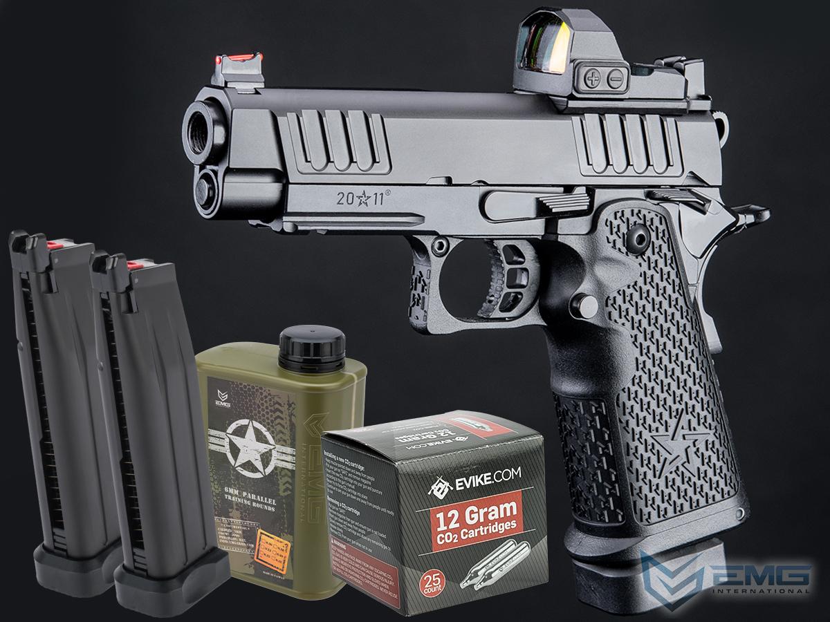 EMG Helios Staccato Licensed P 2011 Gas Blowback Airsoft Pistol (Model: VIP Grip / CNC / CO2 / Reload Package)