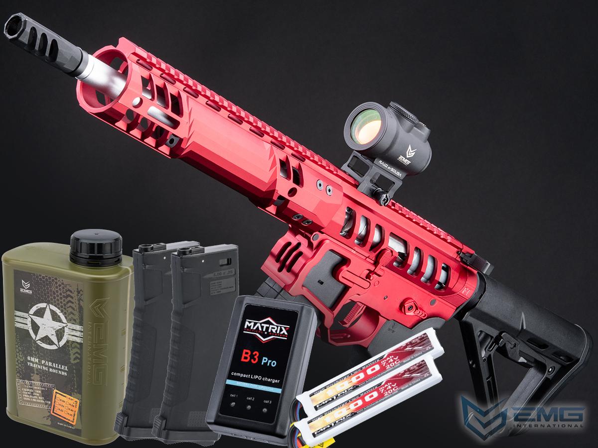EMG F-1 Firearms UDR-15 Skeletonized AR-15 eSilverEdge Airsoft AEG Rifle w/ C7M M-LOK Handguard (Color: Red / SBR / Tactical Package)