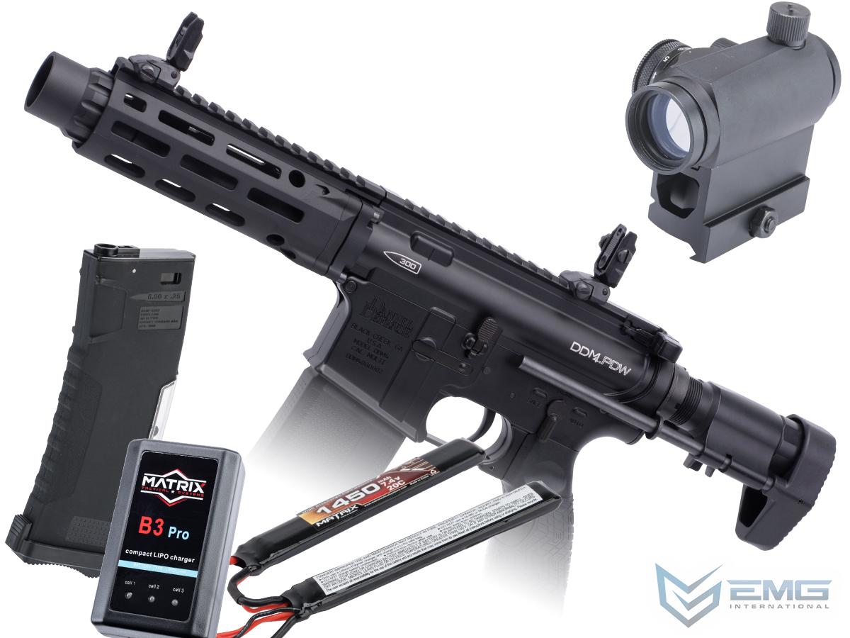 EMG Daniel Defense Licensed DDM4 PDW Airsoft AEG Rifle w/ CYMA Platinum Gearbox (Color: Black / 350 FPS / Go Airsoft Package)