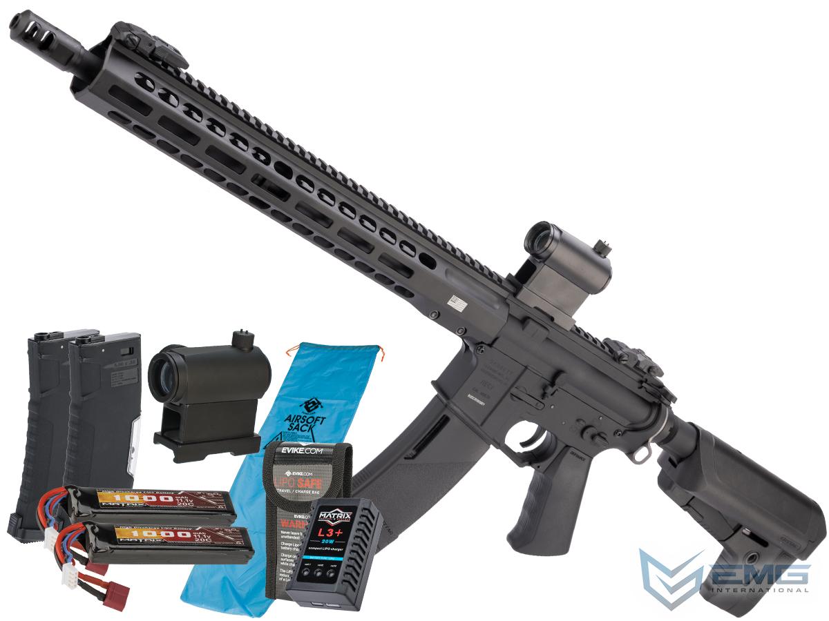 EMG / KRYTAC / BARRETT Firearms REC7 DI AR15 AEG Training Rifle (Color: Black / Carbine / 350 FPS / Go Airsoft Package)