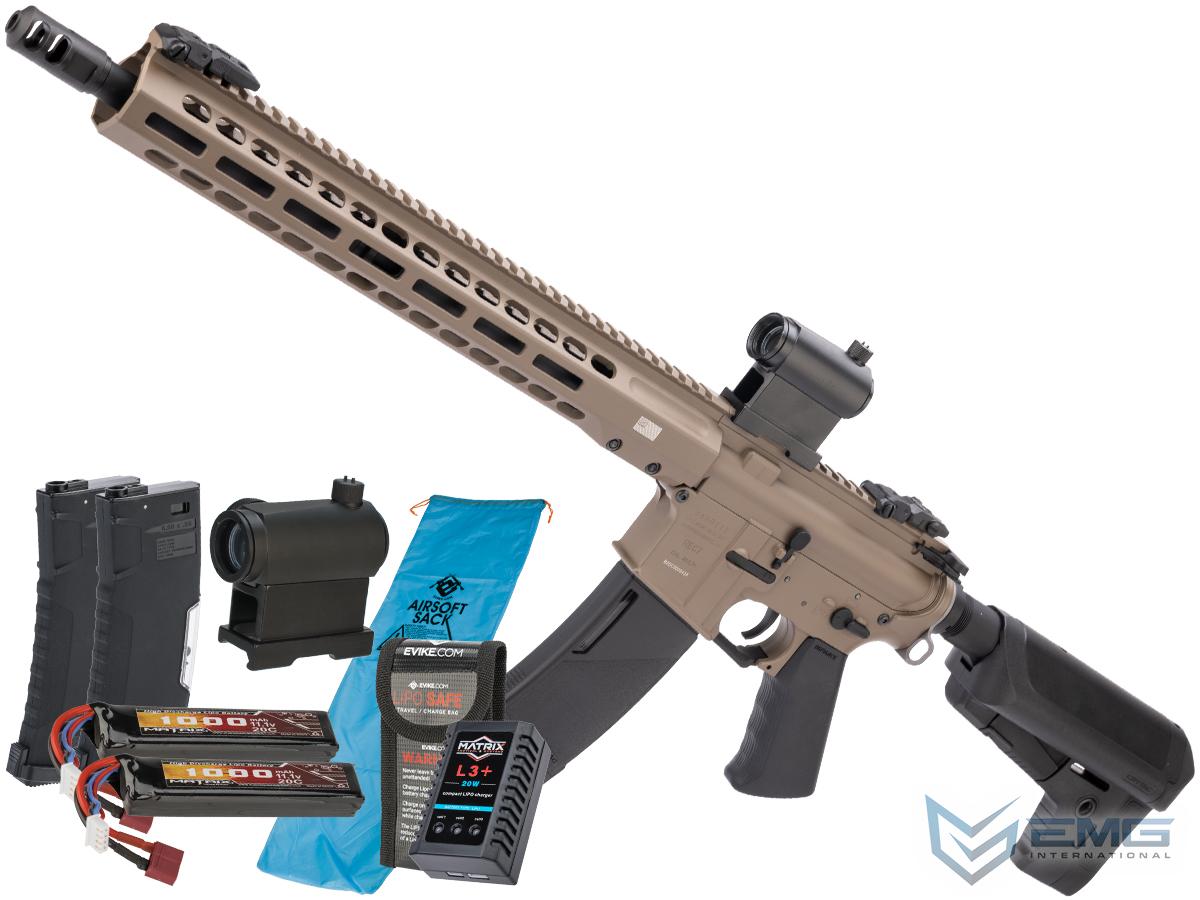 EMG / KRYTAC / BARRETT Firearms REC7 DI AR15 AEG Training Rifle (Color: Flat Dark Earth / Carbine / Go Airsoft Package)