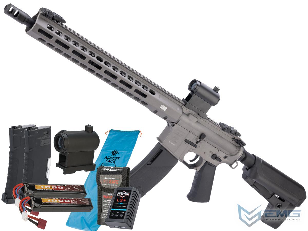 EMG / KRYTAC / BARRETT Firearms REC7 DI AR15 AEG Training Rifle (Color: Tungsten / Carbine / Go Airsoft Package)