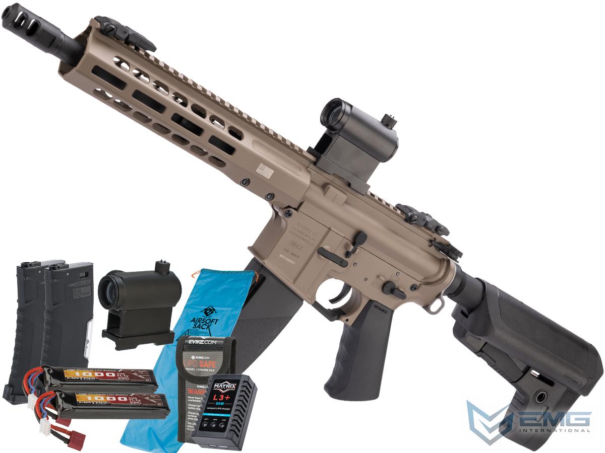 EMG / KRYTAC / BARRETT Firearms REC7 DI AR15 AEG Training Rifle (Color: Flat Dark Earth / SBR / Go Airsoft Package)