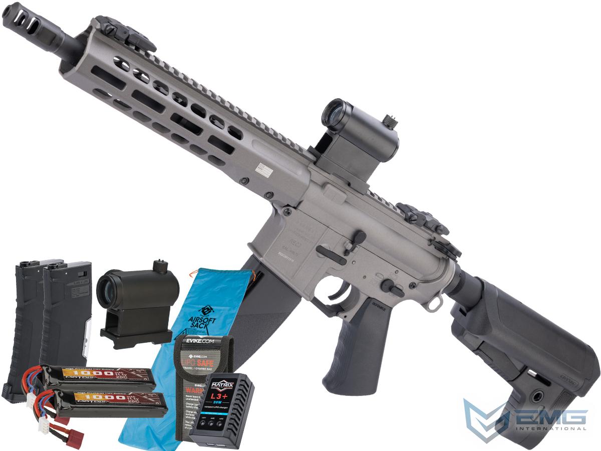 EMG / KRYTAC / BARRETT Firearms REC7 DI AR15 AEG Training Rifle (Color: Tungsten / SBR / 350 FPS / Go Airsoft Package)