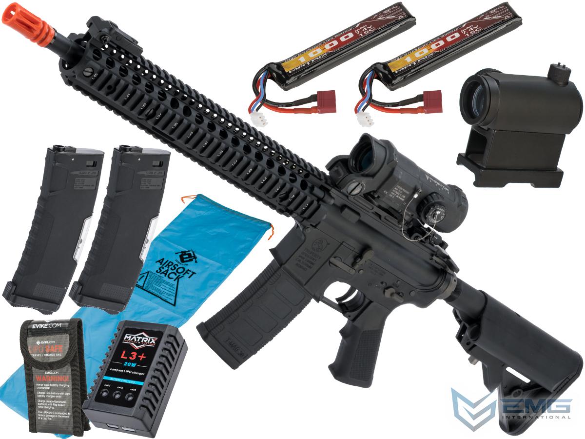 EMG Custom Built Colt Licensed M4 SOPMOD Block 2 Airsoft AEG Rifle with Daniel Defense Rail System (Model: 12 M4A1 / Black / Go Airsoft Package)