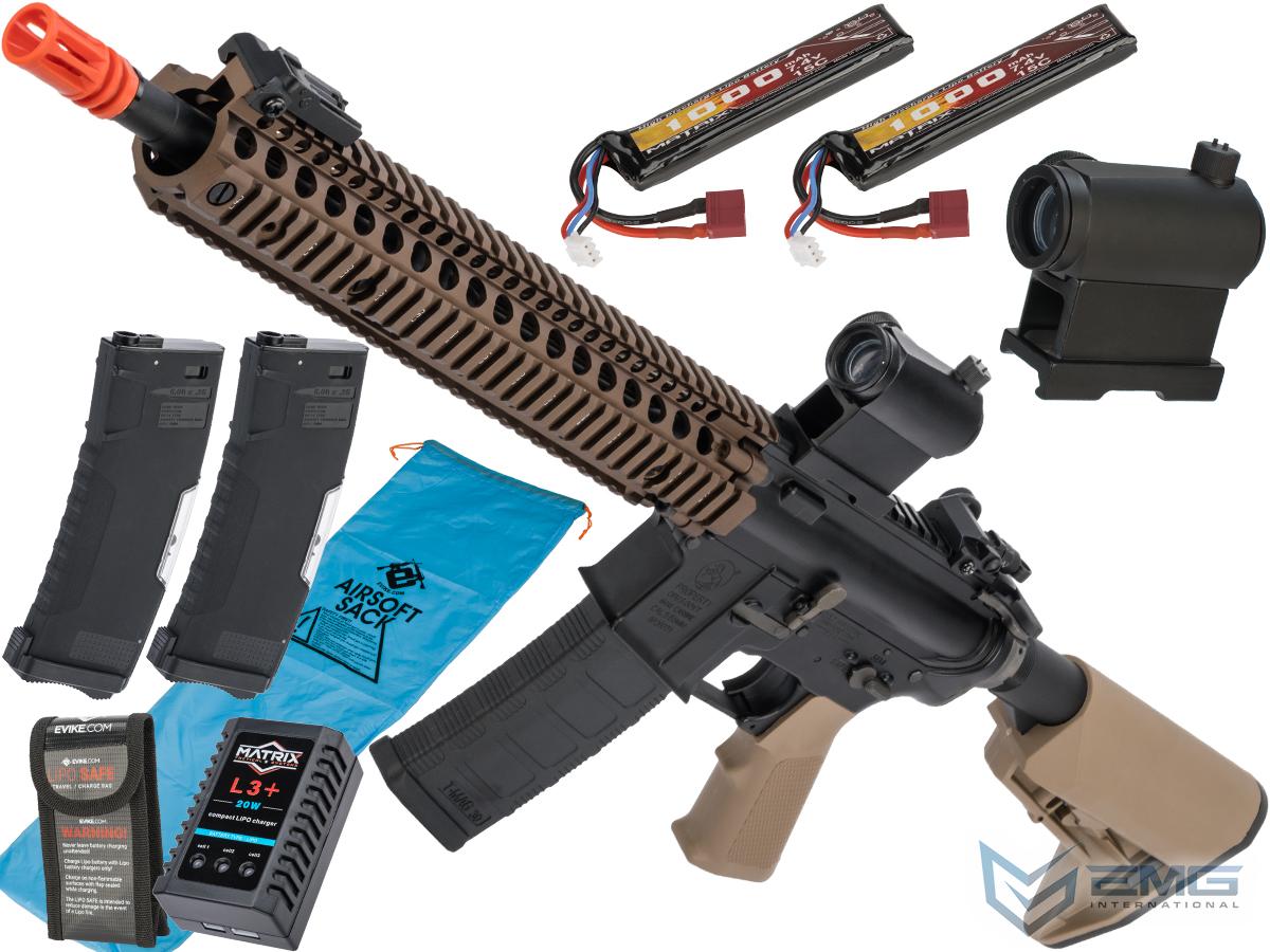 EMG Custom Built Colt Licensed M4 SOPMOD Block 2 Airsoft AEG Rifle with Daniel Defense Rail System (Model: 12 M4A1 / Dark Earth / Go Airsoft Package)