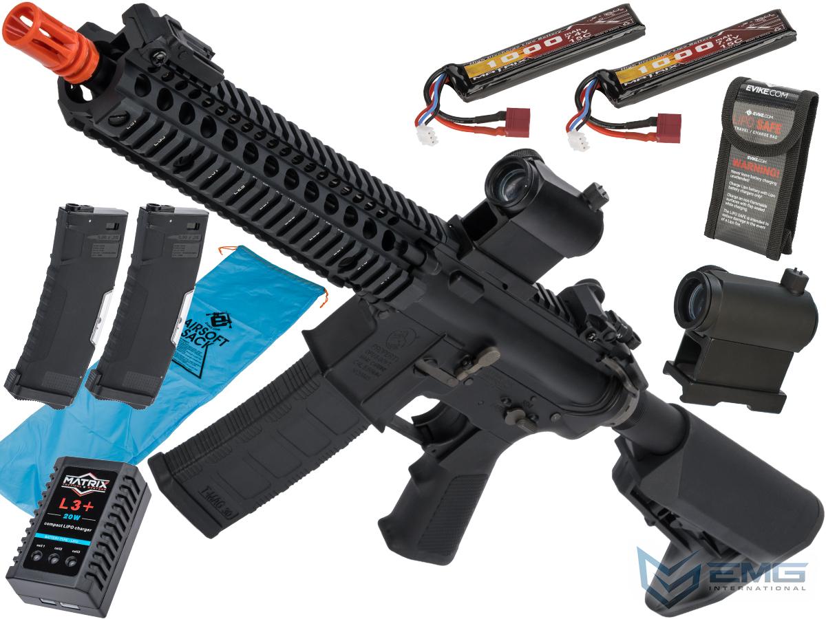 EMG Custom Built Colt Licensed M4 SOPMOD Block 2 Airsoft AEG Rifle with Daniel Defense Rail System (Model: 9.5 MK18 / Black / Go Airsoft Package)