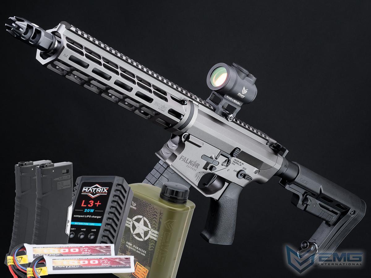 EMG Falkor Blitz Compact M4 w/ eSilverEdge Gearbox Airsoft AEG Training Rifle (Color: Falkor Grey / RS2 Stock / Tactical Package)