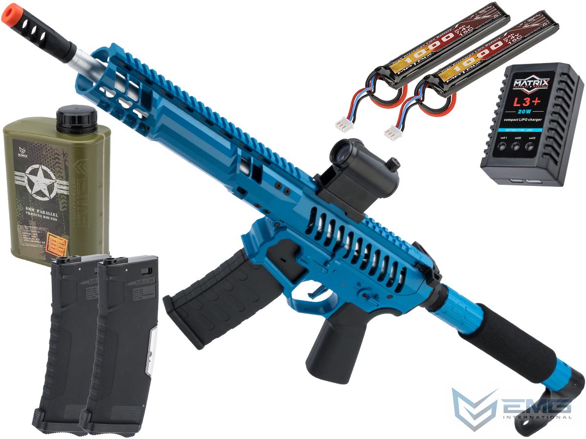 EMG F-1 Firearms SBR Airsoft AEG Training Rifle w/ eSE Electronic Trigger (Model: Blue / Tron 350 FPS / Tactical Package)