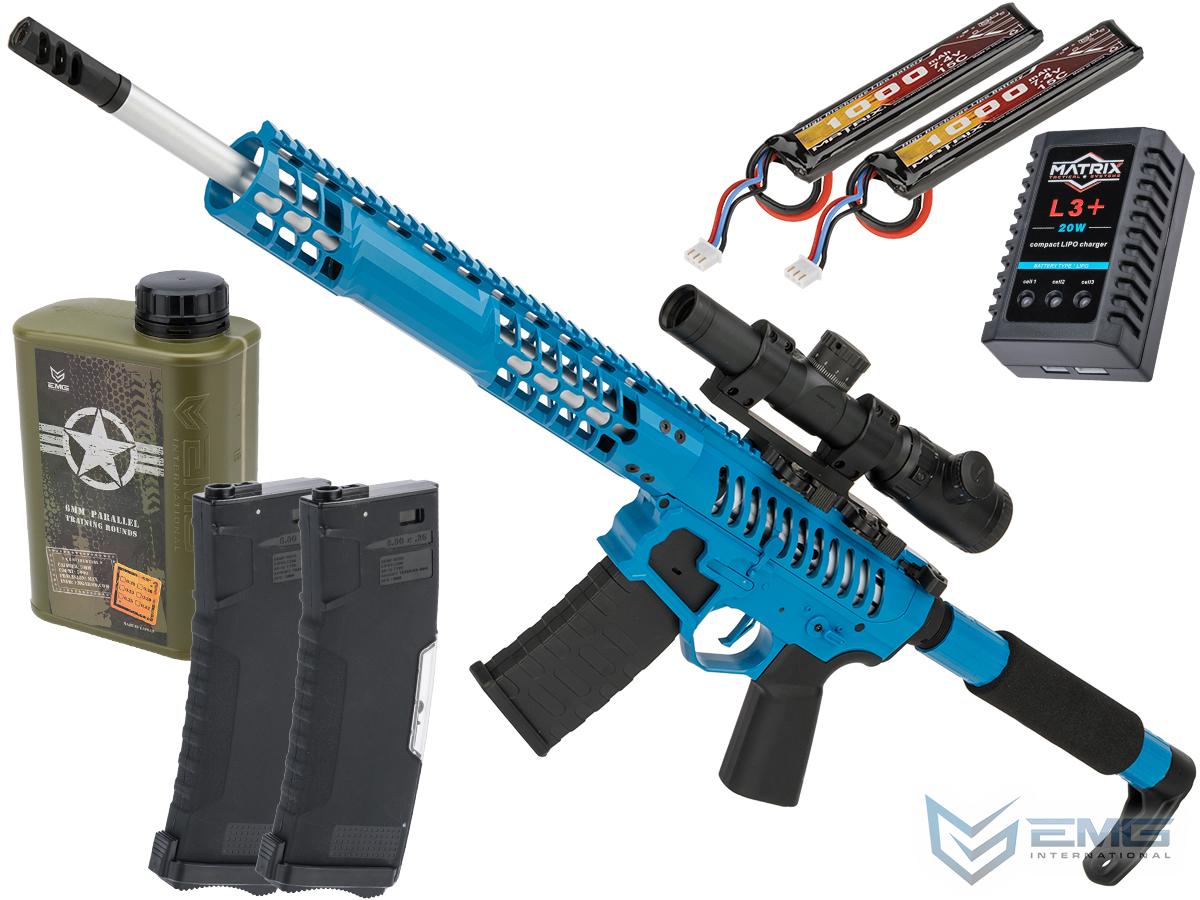 EMG F-1 Firearms BDR-15 3G AR15 2.0 eSilverEdge Full Metal Airsoft AEG Training Rifle  (Model: Blue / Tron 400 FPS / Tactical Package)