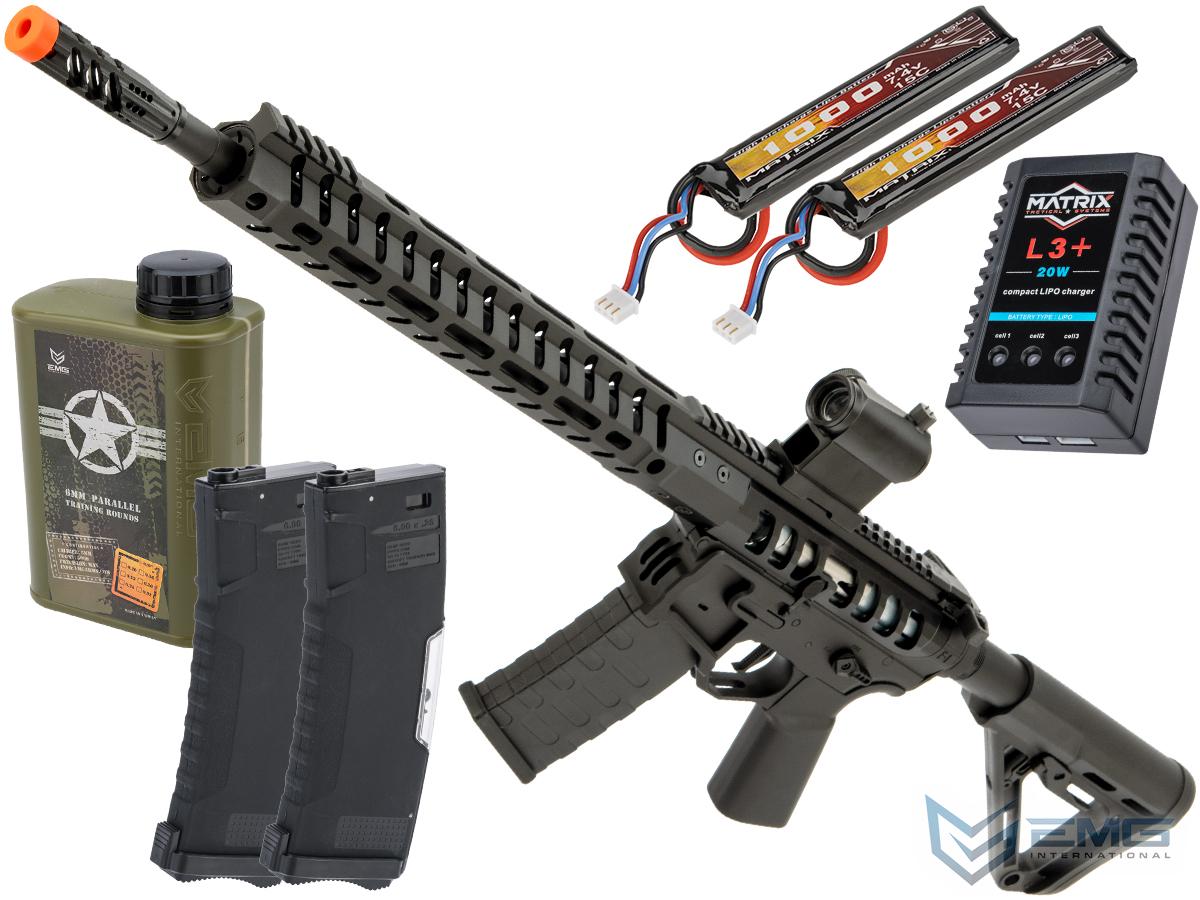 EMG F-1 Firearms UDR-15 AR15 2.0 eSilverEdge Full Metal Airsoft AEG Training Rifle (Model: Black / RS3 Stock / Tactical Package)